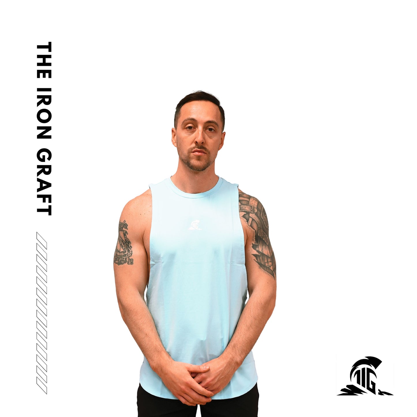 THE IRON GRAFT Open Arm Tank - Baby Blue - The Iron Graft