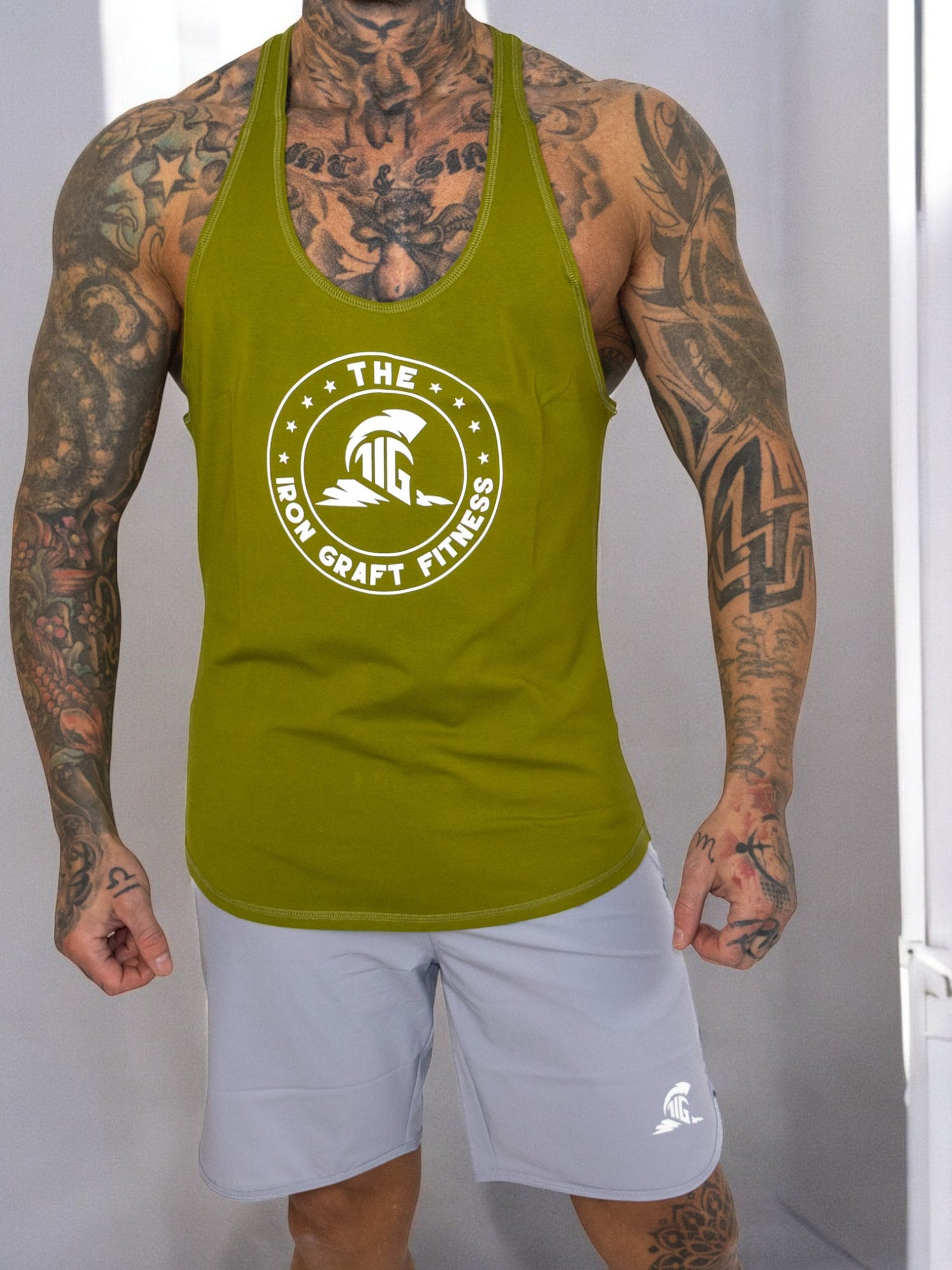 THE IRON GRAFT Classic Stringer Vest - Camo Green